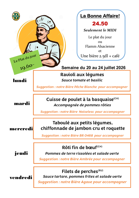 Plats du jour de la semaine